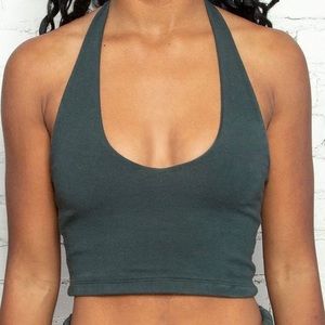 Brandy Melville Alexis dark green halter tank top